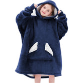 Touchat vue avant du hoodie navy montrant coupe oversize et capuche confortable