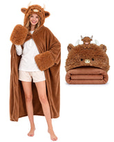 TOYSYM plaid-capuche face montrant design highland cow et confort
