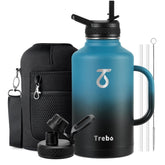 Trebo vue frontale de la bouteille 64 oz montrant le design et la capacité