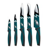 TSV ensemble de couteaux Philadelphia Eagles affiché sur plan de travail, parfait pour préparer repas d'équipe