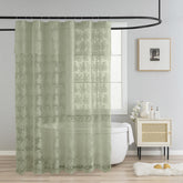 TUDECO rideau de douche vert sauge face avant apportant charme et fraîcheur