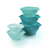 Tupperware Heritage vue avant de l'ensemble vert vintage, rangement pratique