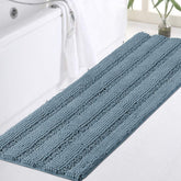 Turquoize vue de face du tapis chenille stone blue, look élégant et confortable