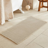TYUU tapis de bain face avant beige pâle, design bohème et confort