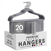 Utopia Home pack 20 cintres velours gris vue de face pour rangement optimisé