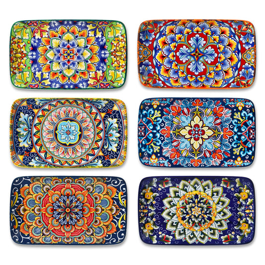 vancasso assiette rectangulaire face avant motif bohème, améliore présentation