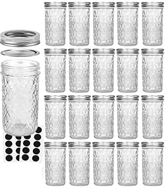 VERONES jarres frontales montrant 12 oz et qualité épaisse pour conservation
