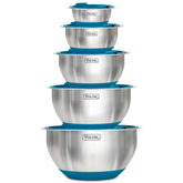 viking vue frontale des bols avec couvercles teal, rangement optimisé