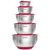 Viking face avant du set de bols montrant finition inox et couvercles, gain de place