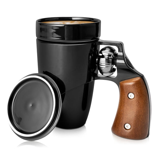 VIREESR tasse revolver de face montrant design unique et praticité