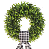 Vofuly couronne de buis vue de face, effet accueillant pour porte