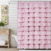 Volens rideau de douche rose face complète apporte charme et luminosité