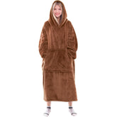 Waitu visage du sweat-shirt couverture camel montrant coupe et texture chaude