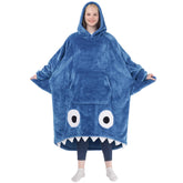 Waitu vue avant du hoodie blanket montrant la forme requin et chaleur