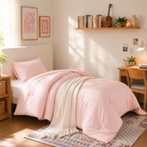 weigelia couette face avant montrant couleur rose et finition, confort visuel