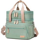 Weitars vue avant du sac déjeuner vert montrant le design et la fermeture, portable