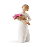 Willow Tree figurine Bright Hope de face montrant bouquet lumineux, apporte encouragement