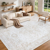 Xafir tapis 8x10 vue entière beige apportant confort visuel