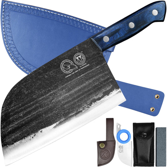 XYJ couteau ancien forgé face montrant lame tranchante et design