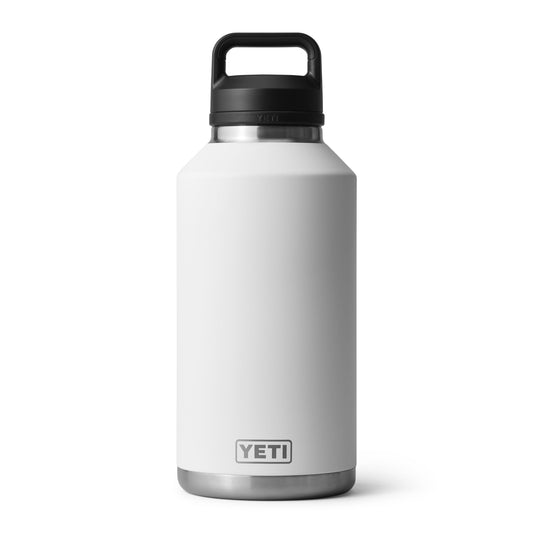 YETI Rambler 64 oz face blanche montrant la capacité et le design durable