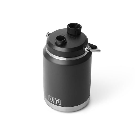 YETI Rambler vue avant - design noir robuste et capacité demi-gallon