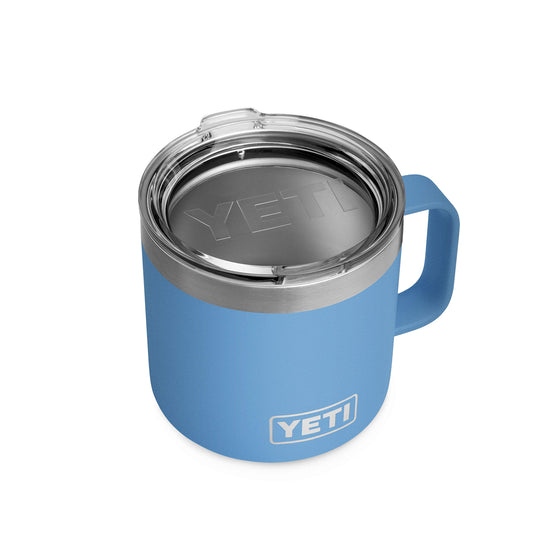 YETI Rambler Mug Pacific Blue face avant montrant design robuste et couleur durable