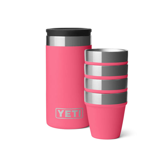 YETI verres à shooter face avant montrant design robuste et couleur Tropical Pink