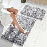 Yimobra image du tapis devant l'emballage montrant le design et la couleur gris clair, ajout de confort