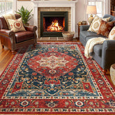 YJ.GWL tapis face avant orange-rouge montrant design floral et chaleureux