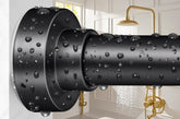 YNL tringle de douche frontale noir mat montrant design moderne et gain de place