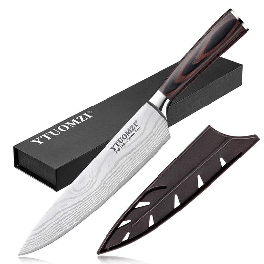 Ytuomzi couteau de chef 8" dans son coffret, cadeau élégant et prêt à offrir