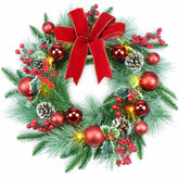 Couronne YULETIME sur porte montrant accueil festif