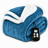 YUSTAL couverture Twin face bleu lac montrant le design et le tomber, confort instantané