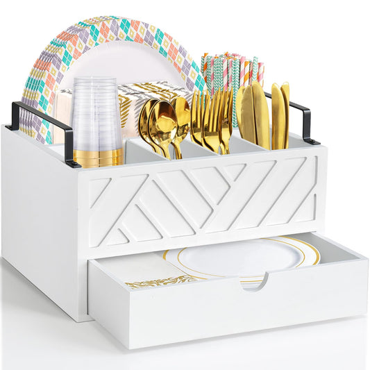 Zecela vue avant du range-couverts blanc, organise et décore