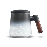ZENS mug face avant blanc montrant design et capacité pour préparer thé