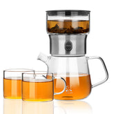 ZENS théière avant-plan verre et tasses, design minimaliste bénéfice esthétique