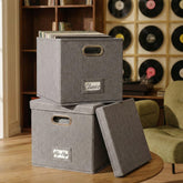 ZICOTO boîte face avant gris lin, design élégant protégeant les vinyles