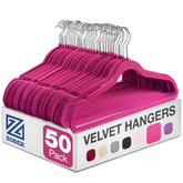 ZOBER pack 50 cintres roses montrant gain de place et uniformité