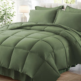 Zzlpp ensemble queen olive vue générale posée sur lit, design apaisant