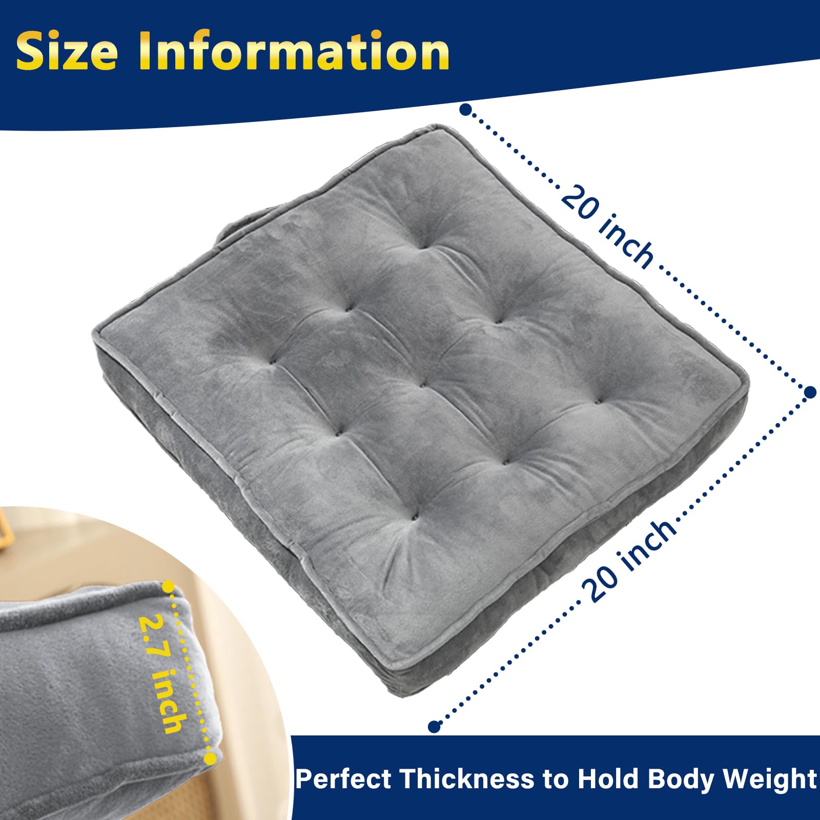 1 MIDDLE ONE comparaison taille montrant dimensions pratiques 20x20 pouces