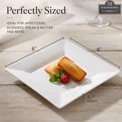 10 Strawberry Street assiette en usage avec amuse-bouches illustrant une présentation soignée