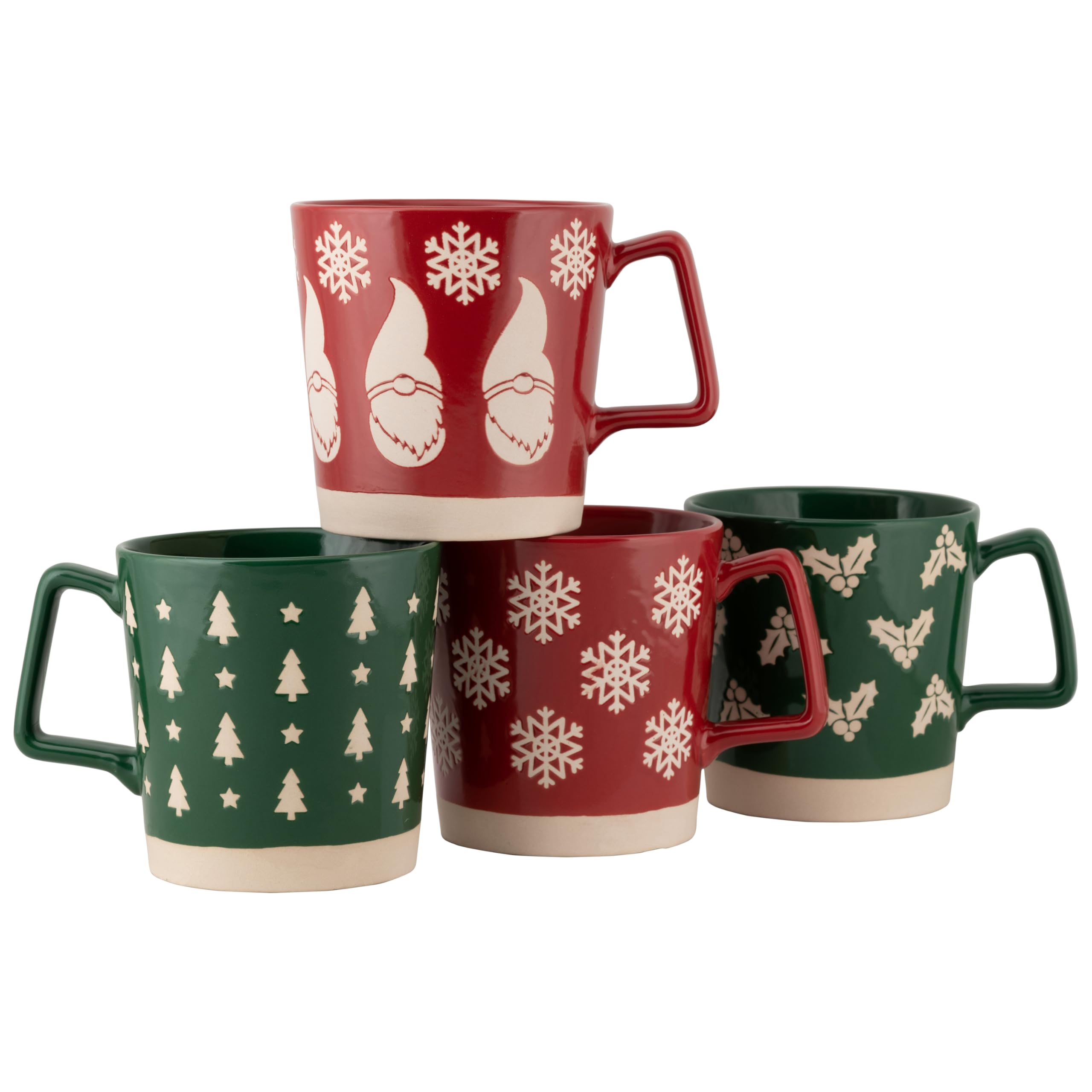 10 Strawberry Street mise en scène de table de fêtes avec quatre mugs assortis chaleureux