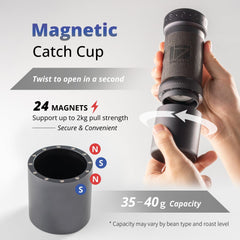 1Zpresso K-Ultra catch cup magnétique en place pour mouture sans perte — workflow rapide