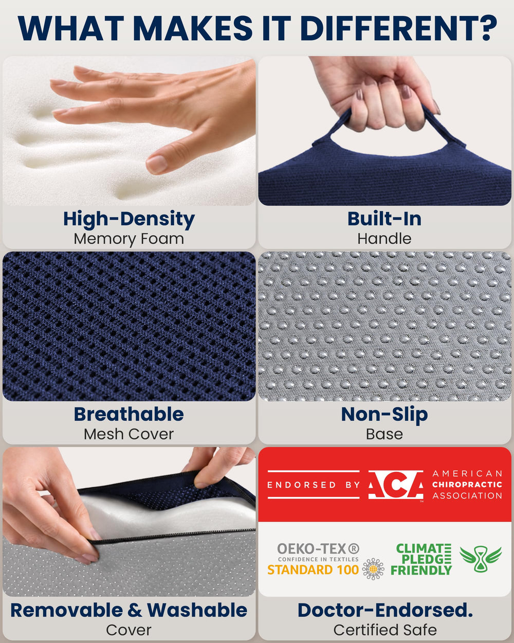 5 STARS UNITED coussin posé sur une chaise de bureau pour posture améliorée