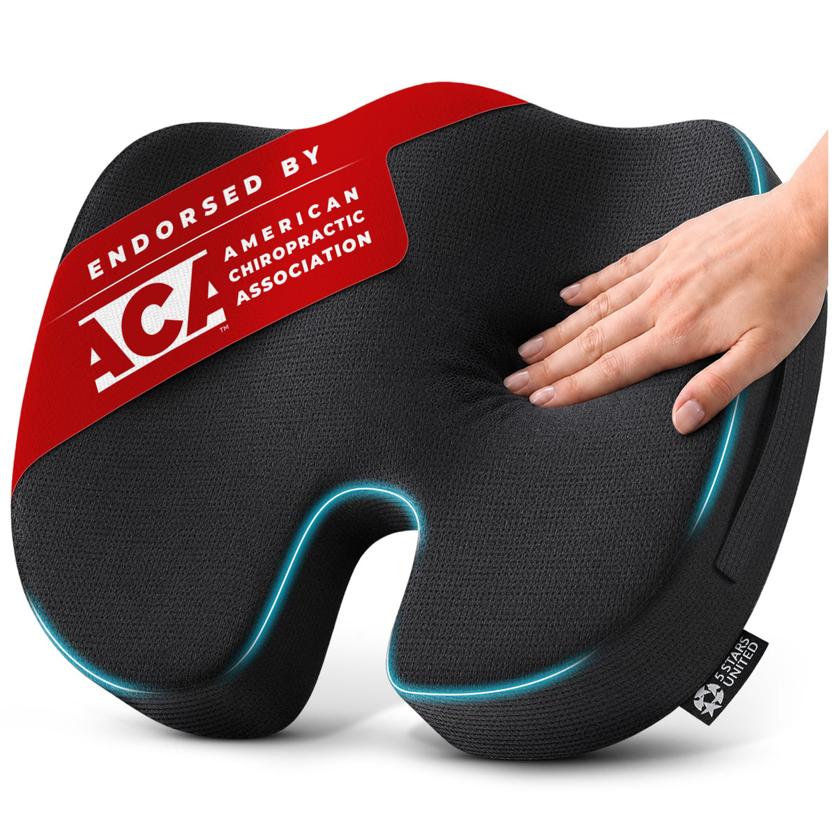 5 STARS UNITED face avant du coussin montrant la forme ergonomique et confort