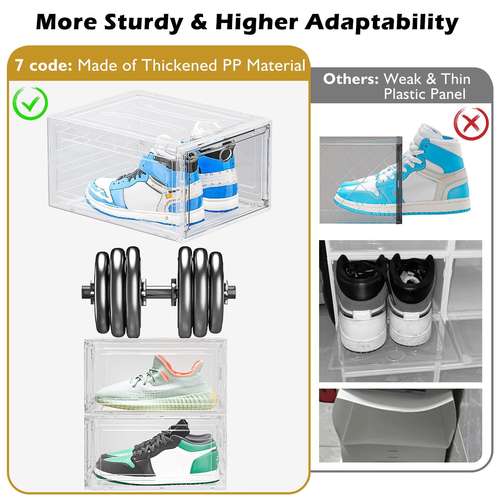 7 code boîte contenant une paire de baskets illustrant rangement vertical efficace