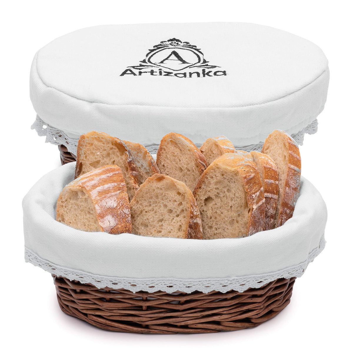 A ARTIZANKA vue avant du panier montrant finition rustique et service élégant