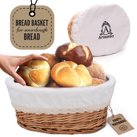 A ARTIZANKA panier à pain face présenté sur table, esthétique rustique et pratique
