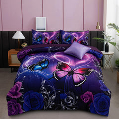 A Nice Night vue face avant du comforter papillon violet apportant ambiance féerique
