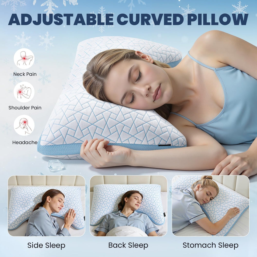 A-Pce oreiller profil en croissant illustrant maintien cervical pour meilleure posture